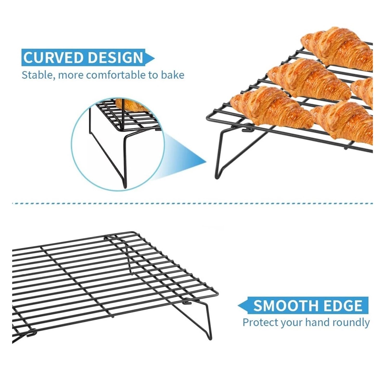 Kühlgitter aus Edelstahl Antihaft-Drahtgitter-Backblech, Kuchen-Kühlregal, Edelstahl-Ofen, Küche, Pizza, Brot, Kekshalter, Grillregal