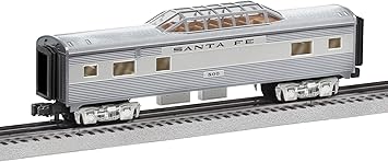 Lionel 684725 Santa Fe Add-On Vista Dome Car, O Gauge, Silver, Gray, Tan, black