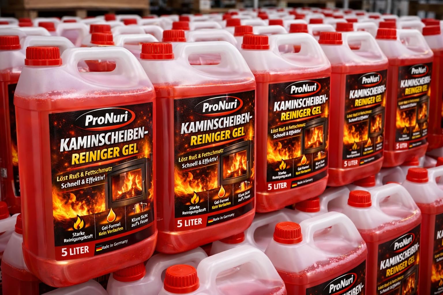 Kaminscheibenreiniger Konzentrierter Kaminscheiben-Reiniger, Gelartig, 2x 5 Liter, Entfernt Glanzruß und Stärkste Verschmutzungen, Schwefelfreie Formel