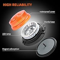 Vista 7 de AUXMOTEC Barra de luces de baliza estroboscópica de emergencia LED ámbar con montaje magnético y 8 modelos de destello, lámparas de señal