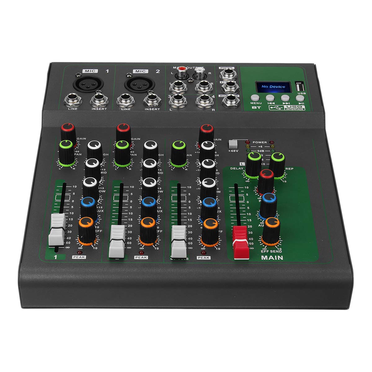YONGYAO Microfono DJ a 4 canali per Il Controllo del Mixer Audio Bluetooth con LED Digital Display Music Stream