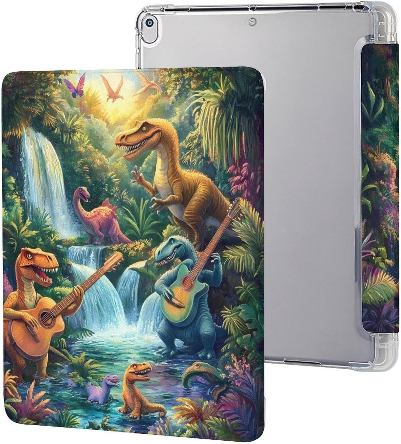 Funny Dinosaur Guitar Tablet Case Compatible with IPAD Pro (10.5in) /IPAD Air3(10.5in) Protective Case Tablet Computer Cases with Pen Holder