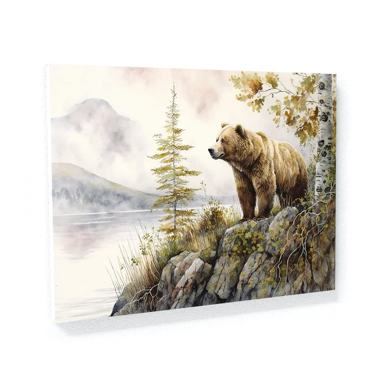 Sense Canvas Bear Realistic Kodiak 11 Canvas Art - Home Decor Wall Art Print Poster Painting Small 16x12 / 0.75" (40x30cm / 2cm)
