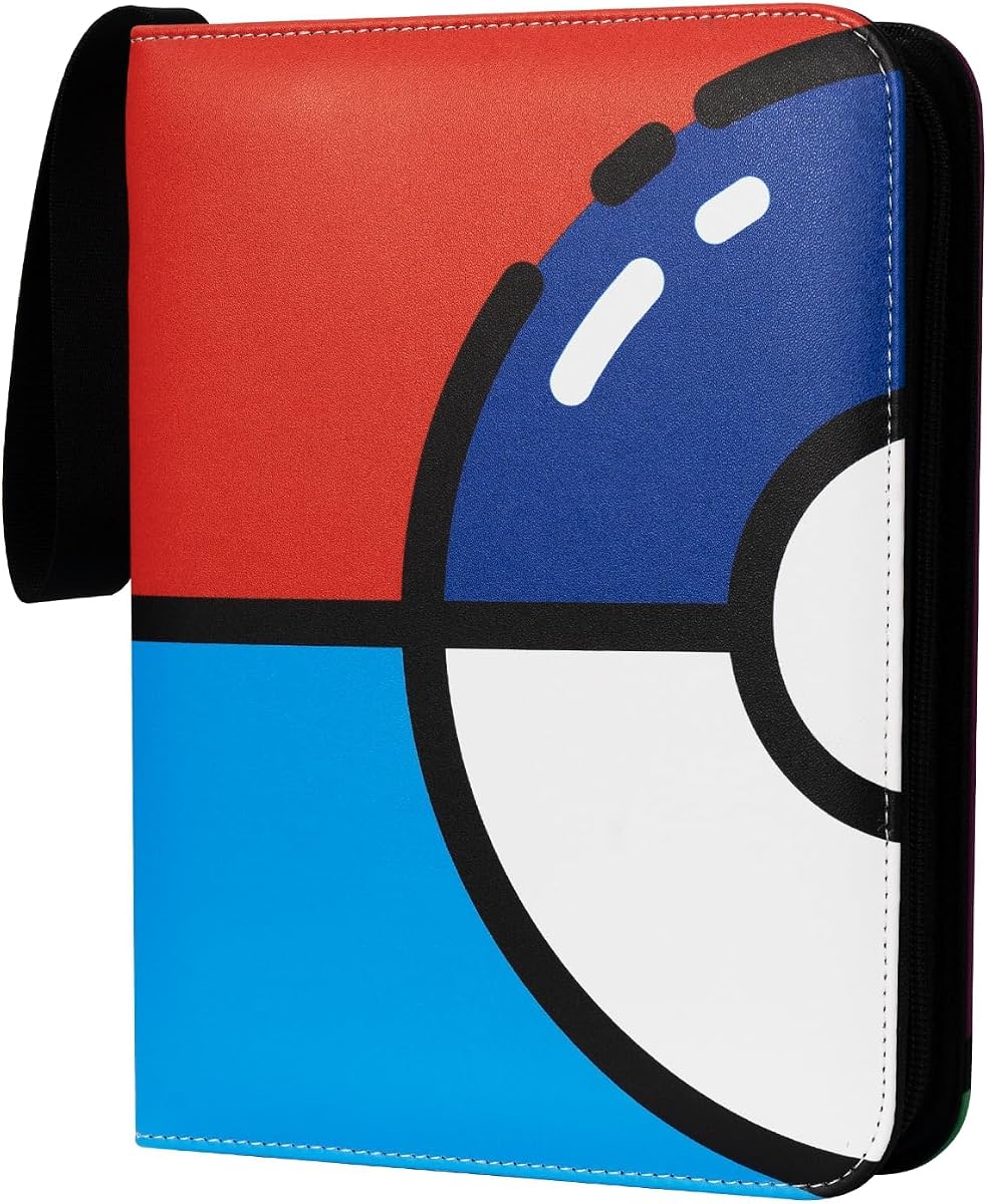 Collectible Trading Card Albums,Collectible Trading Card Protective Sleeves,Card Binder 4-Pocket,400 Pockets Card Case Holder for TCG,Sports Card. (Red Blue)
