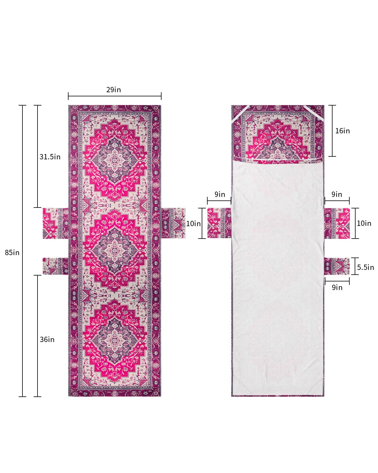 Pink Geometric Beach Lounge Chair Towel Cover, Soft Chaise Lounge Towel with Side Pockets Patio Pool Chairs Cover for Beach/Pool Sunbathing 29x85 Middle Century Boho Ethnic Abstract Southwestern