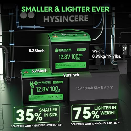 Miniatura 4 de Batería de litio LiFePO4 con motor de arrastre de 12 V 100 Ah, BMS integrado de 120 A con protección a baja temperatura, batería LiFePO4 de ciclo