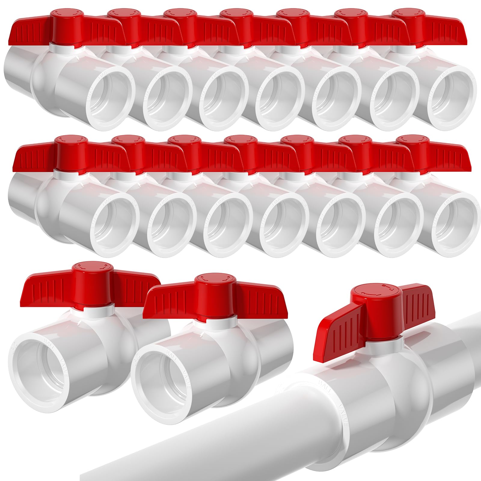 WENQUIT 20-Pack Red Handle Ball Valve