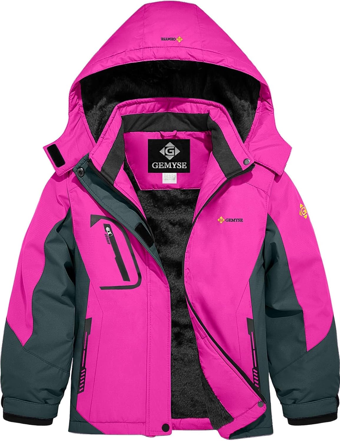 GEMYSE Girl's Waterproof Ski Snow Jacket Windproof Winter Jacket with Hood