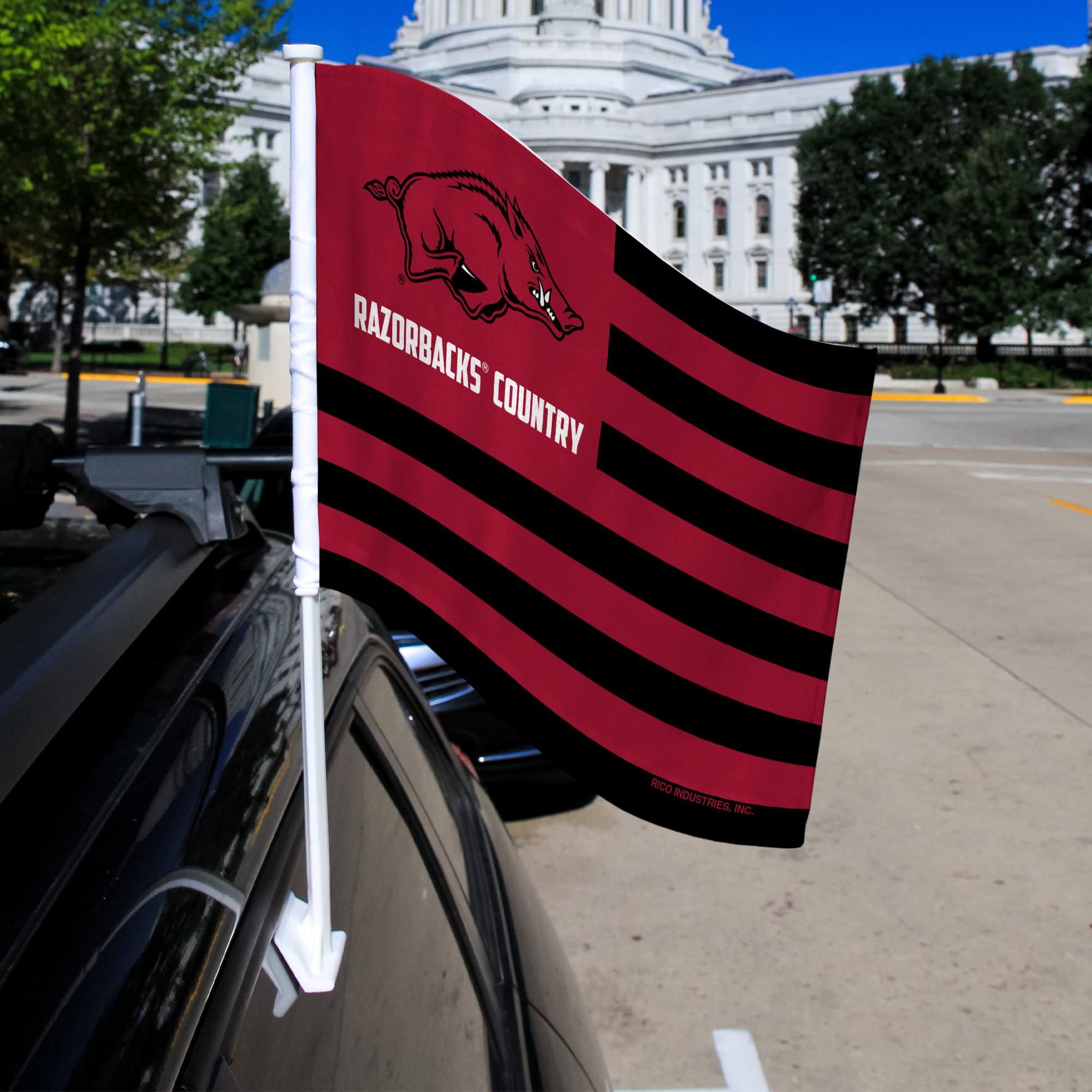 Rico Industries NCAA Arkansas Razorbacks Country Double Sided Double Sided Car Flag - 16