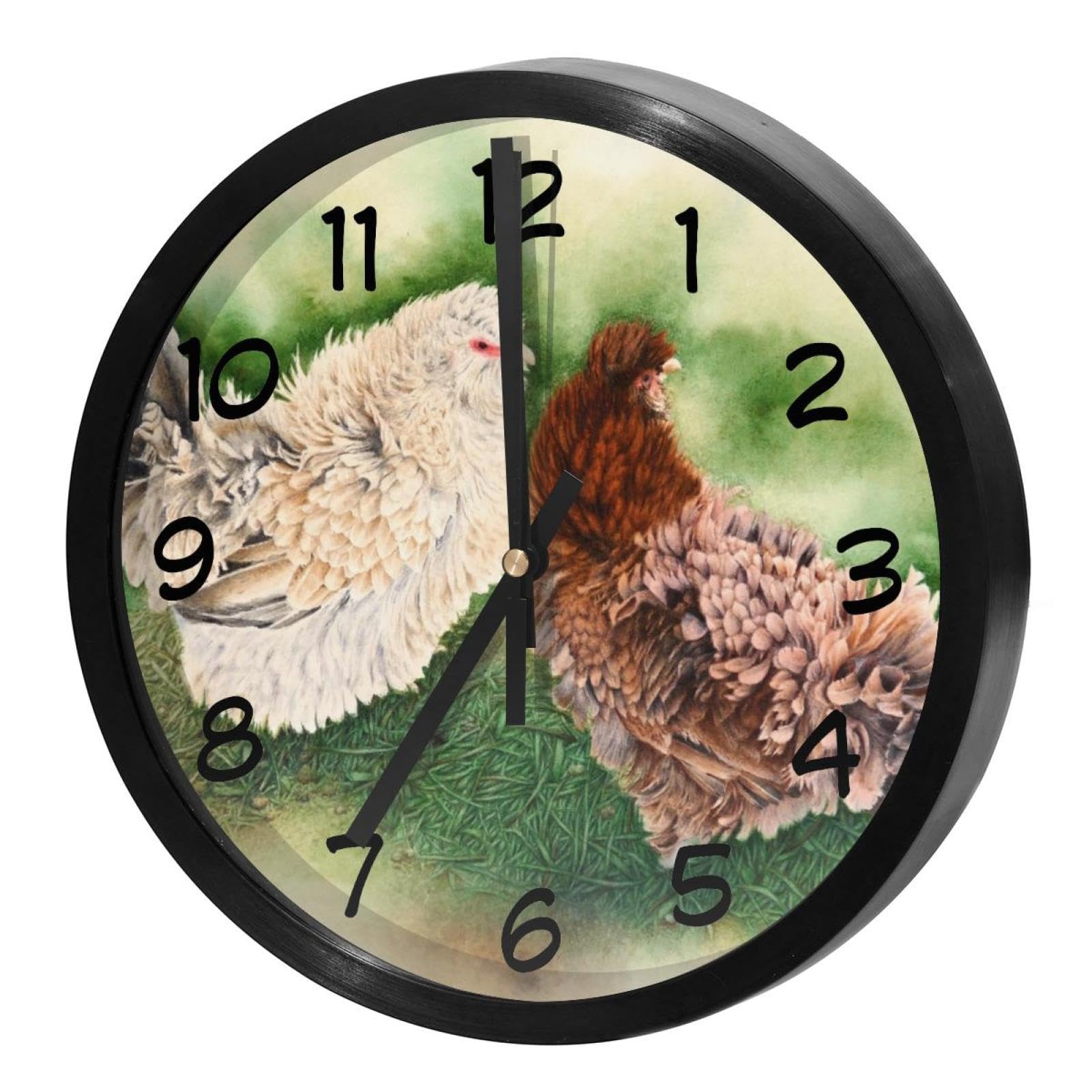 Horloge murale ronde pour cuisine et maison au motif champêtre