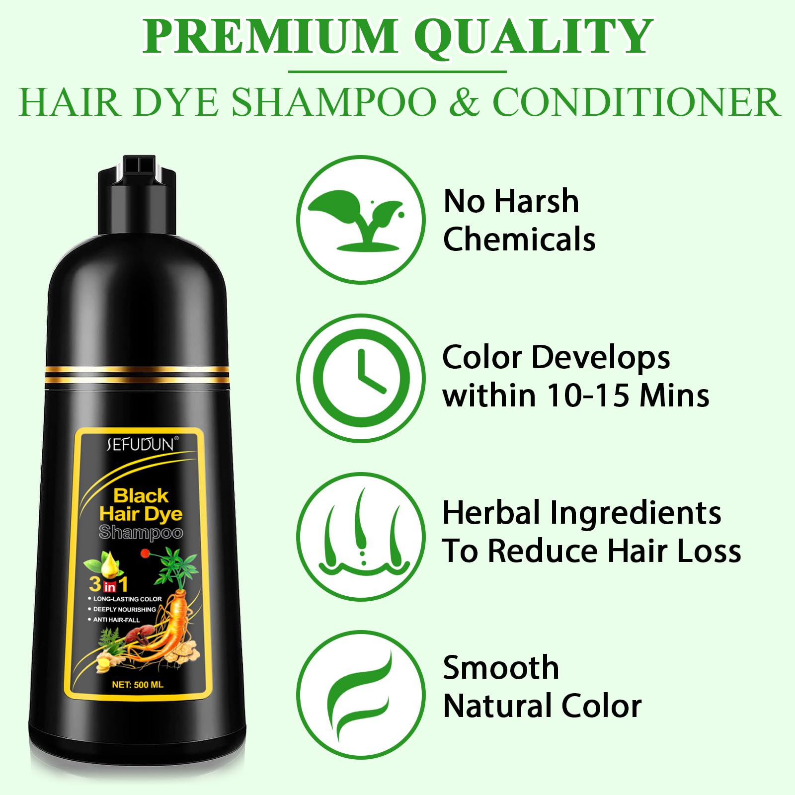 Amazon.com : Black Hair Dye Shampoo 3 in 1 Hair Color Shampoo