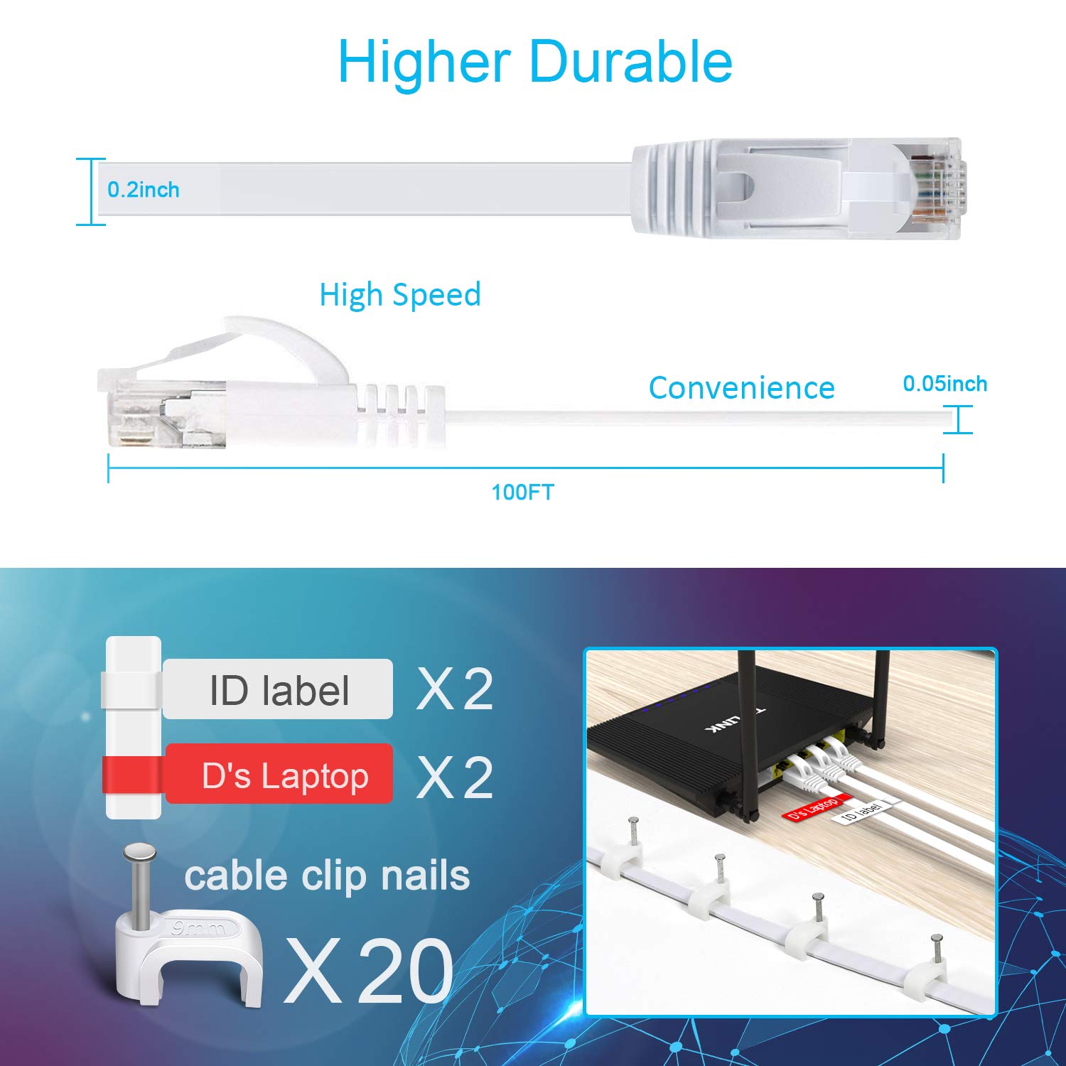 GLCON CAT 6 Cable 30m Long Cables High Speed 1000Mbps
