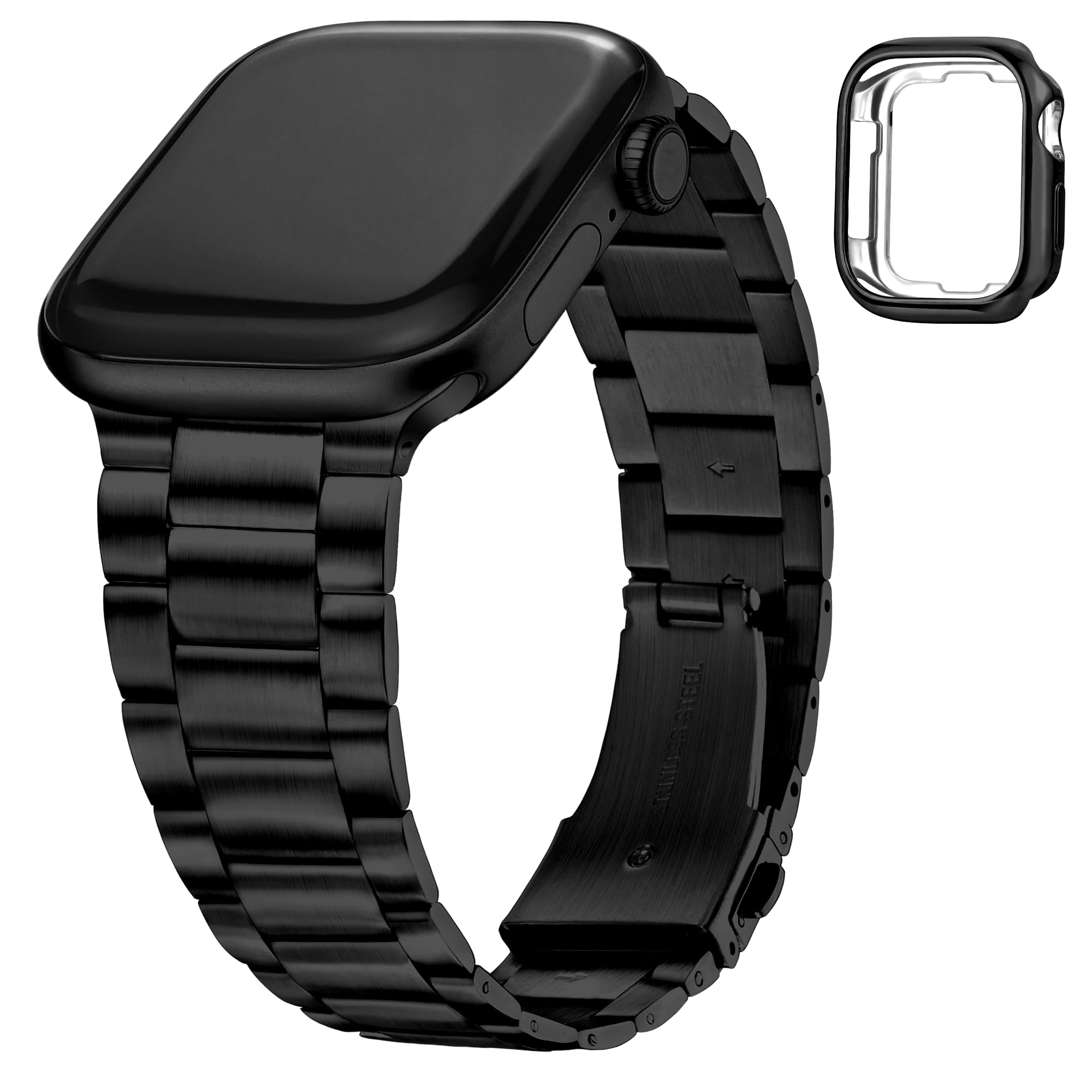 Aniaboho Dünnes Metallarmband Kompatibel mit Apple Watch Armband mit Schutzhülle, Klassisches Prämie Uhrenarmband, Dressy Edelstahl Ersatzarmband für Apple Watch 11 SE 10 9 8 7 6 5 4 3 2 1