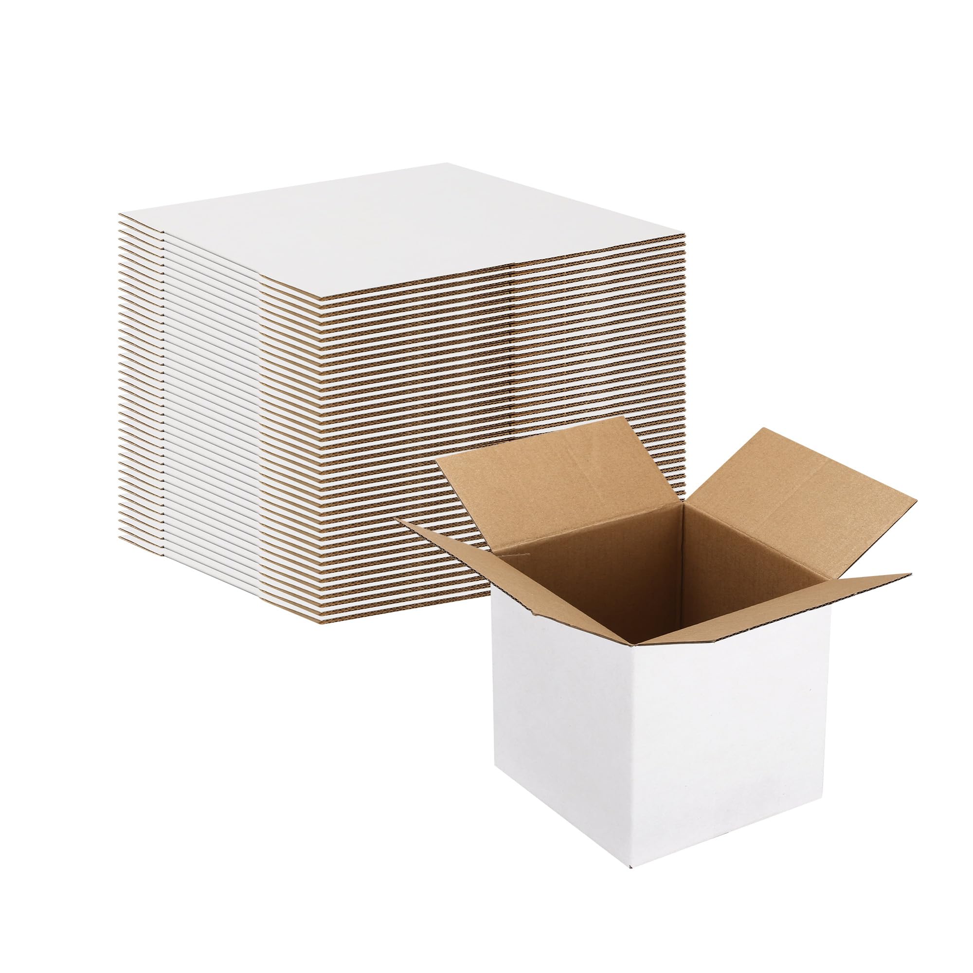 Calenzana 4x4x4 Shipping Boxes Set of 40, White Corrugated Cardboard Box for Mailing Packing Gifts Small Business