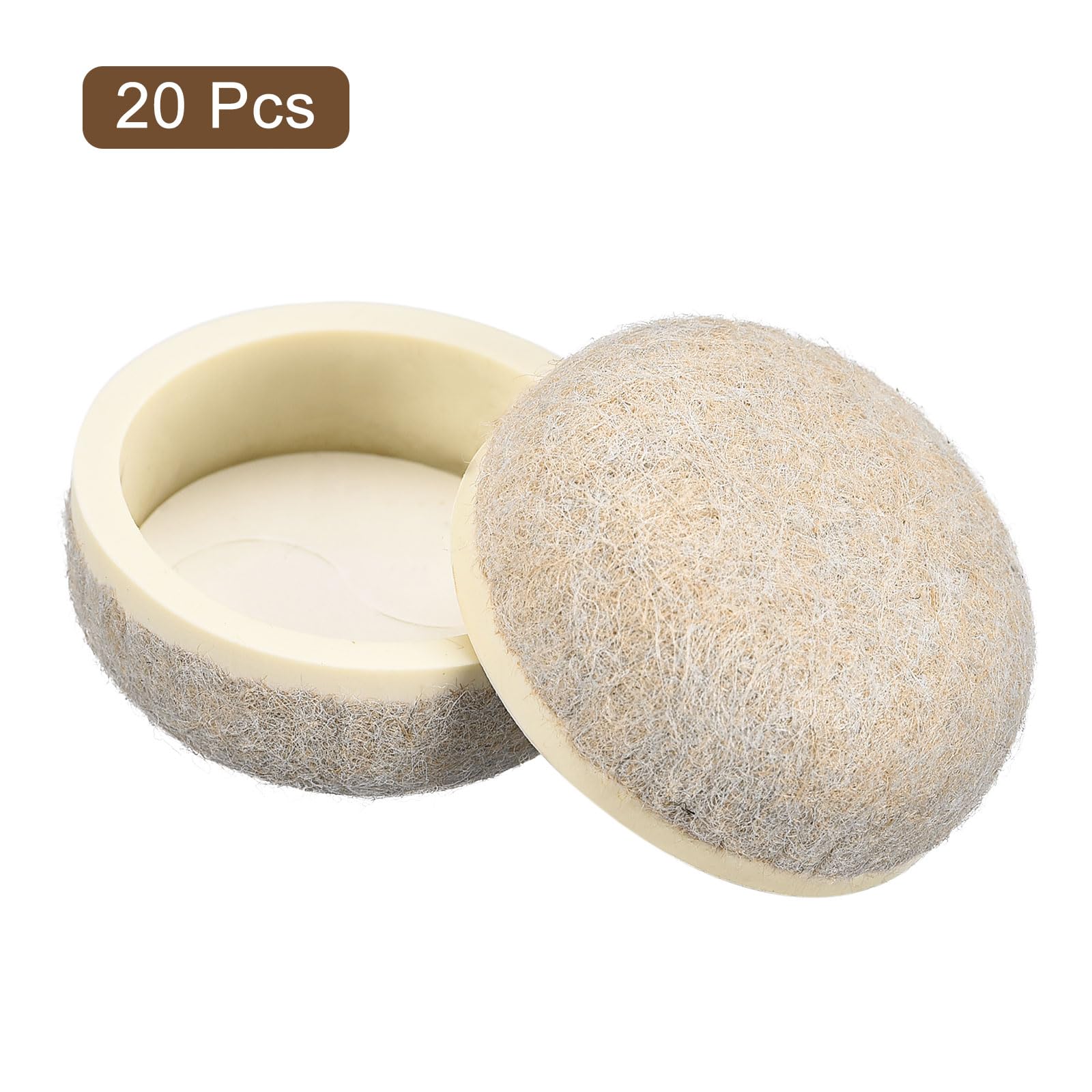 uxcell Furniture Sliders, 20Pcs 1" - Formed Felt Round Sliding Pads, Chair Glides for Carpeted Tile Vinyl Hardwood Floors (Beige) - Image 3