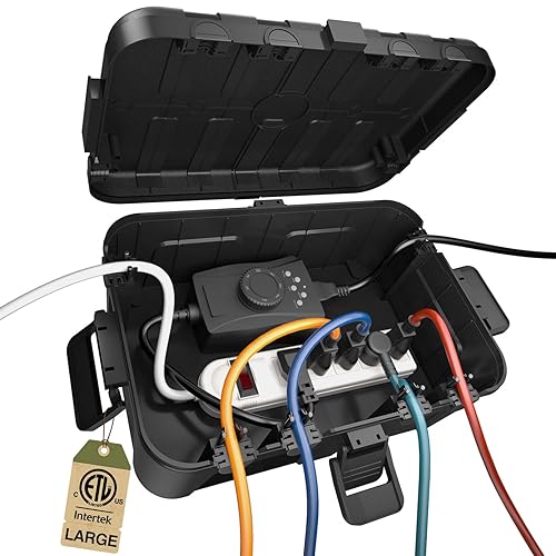 Flemoon Caja eléctrica grande para exteriores (12.5 x 8.5 x 5 pulgadas), cubierta de cable de extensión impermeable IP54 resistente a la intemperie,