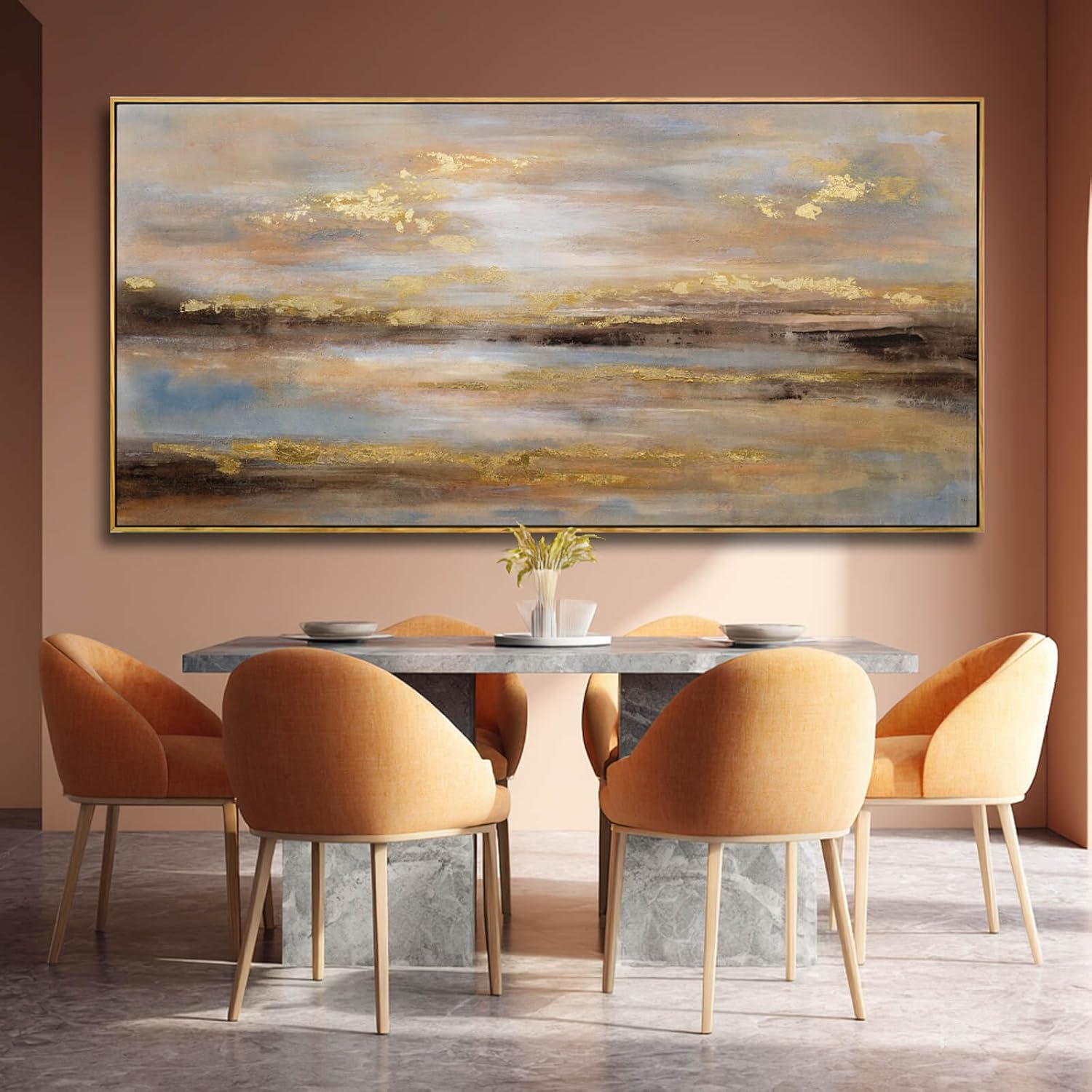 Large Framed Artwork for Living Room Abstract Bedroom Wall Art Gold Abstract Wall Decor Office Home Decor 29x 58 Canvas Painting Wall Hanging