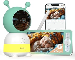 BOIFUN 2K Smart WiFi Monitor: 5" Split-Screen, Auto Tracking, and Environmental Sensors