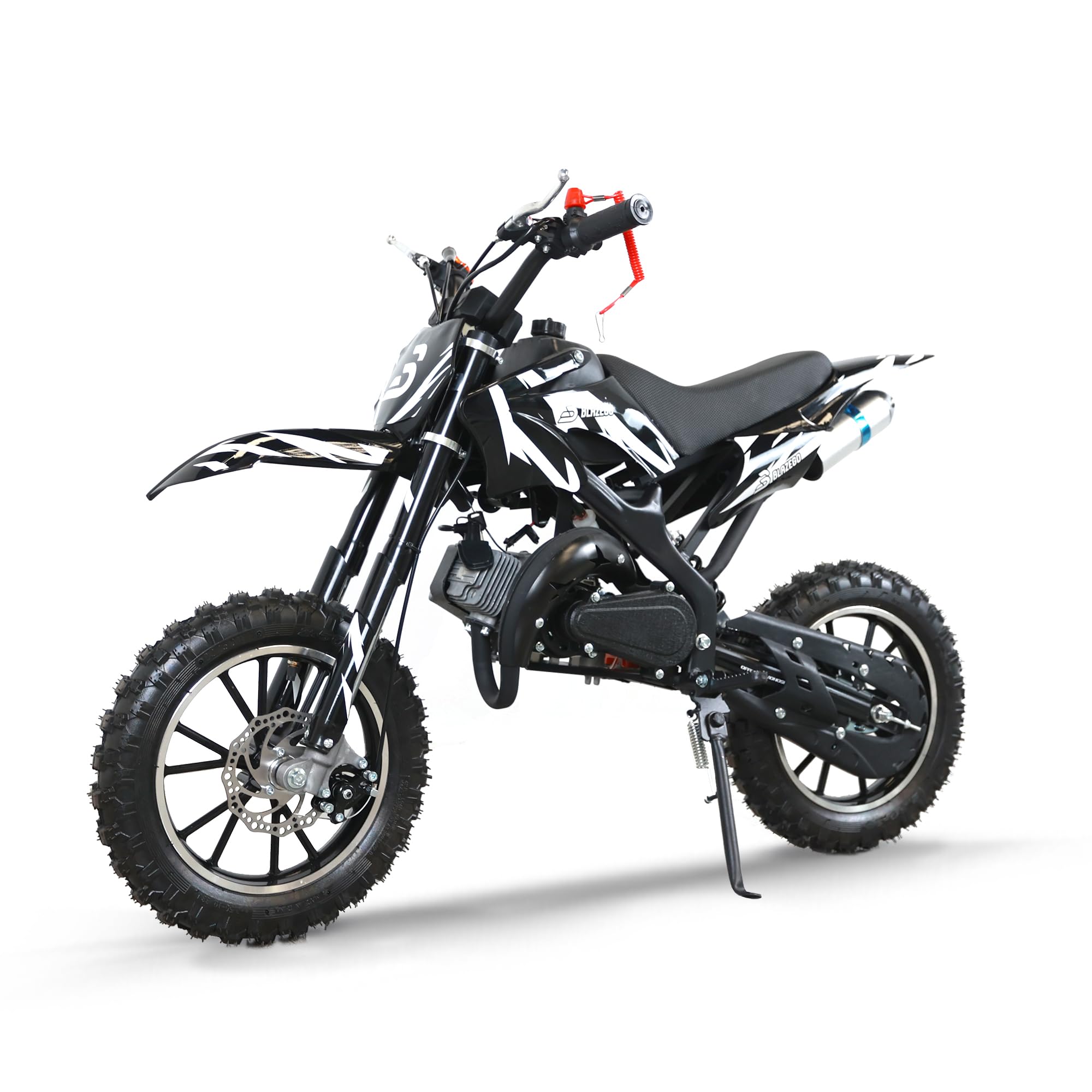 49CC Kids Gas Dirt Bike, 2-Stroke Gas Powered Motorcycle, Dual Disc Brakes, Front & Rear Shock, 10" Off-Road Tires, 28 MPH Top Speed, 132 LBS Max Load, Mini Dirtbike for Kids 8-14, White