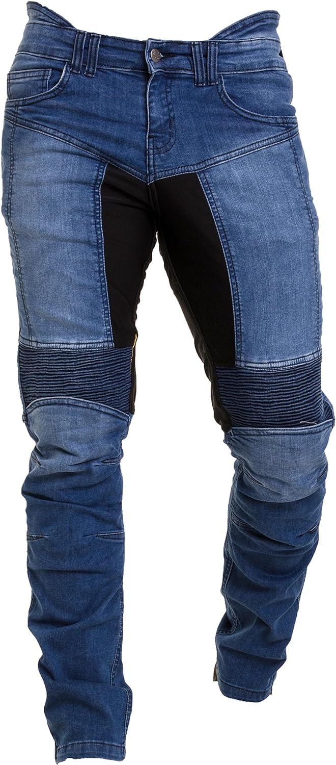 Motorradjeans für Herren Sportliche Motorradhose mit Hüft- und Knieprotektoren, Motorradhose mit schützendem Aramidfutter Bikerhose für Rennfahrer RP-023