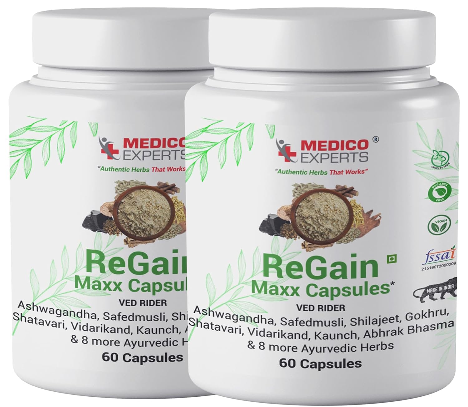 MedicoExperts ReGain Maxx Safed Musli, Nagori Ashwagandha, Gokshura, Shilajit Capsules for Men 500mg | 16 Ayush Approved Herbs | Helps to Improve Performance, Muscle Strength, Stamina - 120 Capsules (B0CGXHDG43) Amazon Price History, Amazon Price Tracker