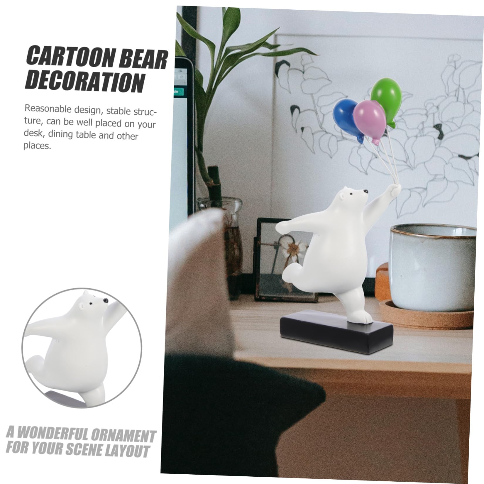 Artibetter Scultura Orsetto in Resina per Decorazione Casa e Camera da Letto, Ornamento da Tavolo Aspetto Vivid e Stile Cartone Animato, Accessorio Decorativo e Supporto Fotografico