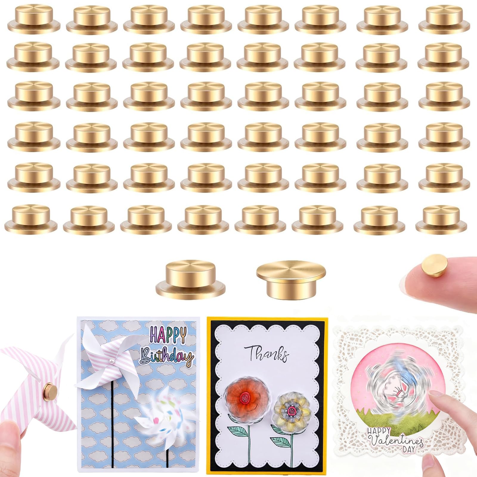 50 Pcs Mini Metal Rotating Bearings for Card Making DIY Handmade Crafts Paper Cards Scrapbooking Crafting, 360°Rotation Charm Bearing Spinner Art Tool Nail Rings Jewelry Rotating Tools