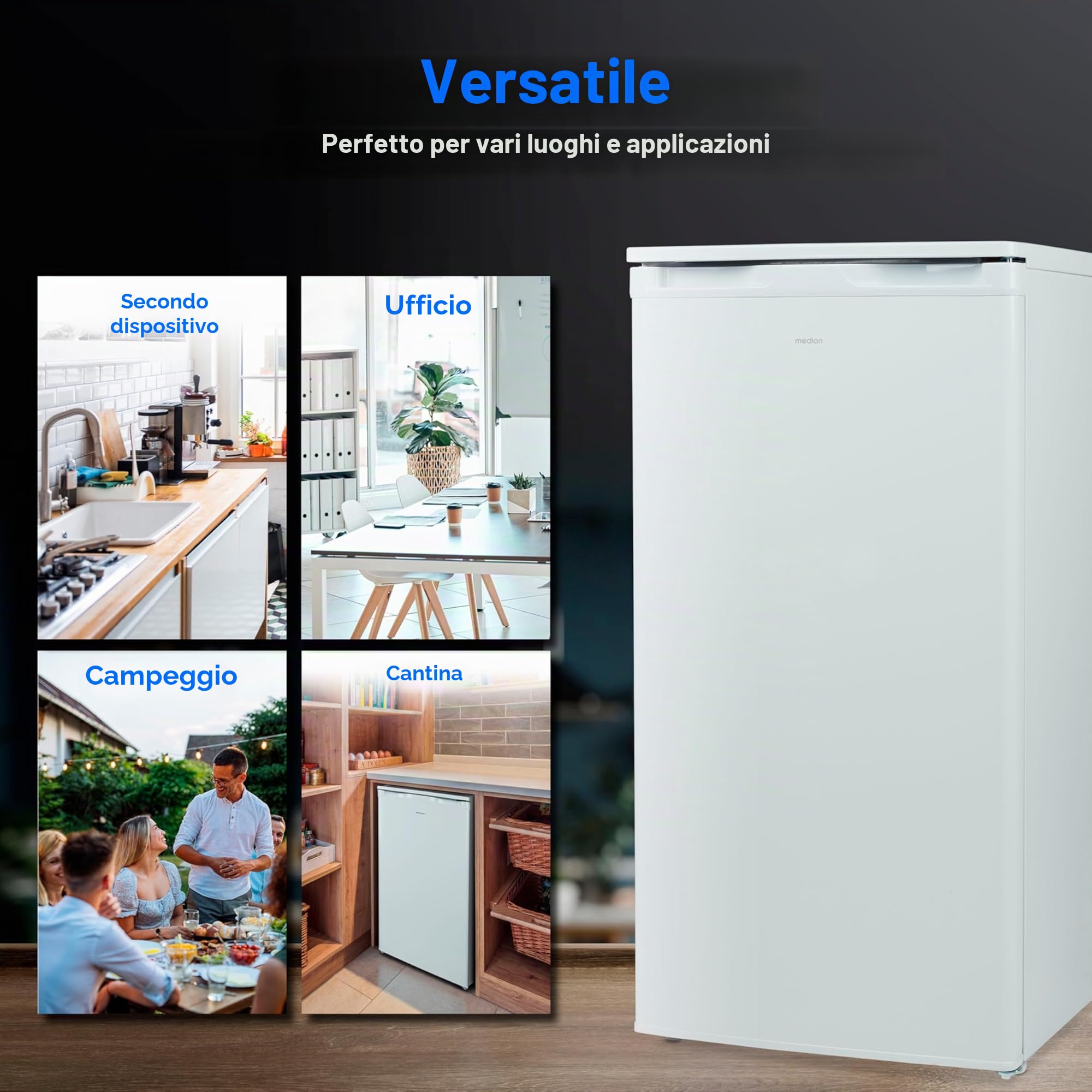 MEDION Congelatore (64 litri, altezza 85 cm, 3 cassetti trasparenti, apertura porta reversibile, MD37688)