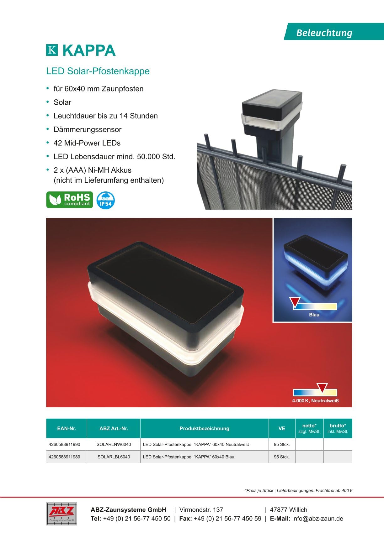 LED Solar-Pfostenkappe KAPPA (Weiß)