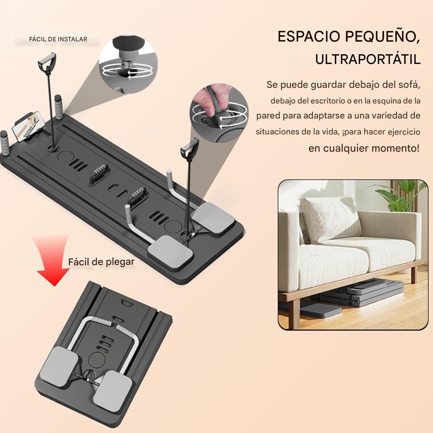 Kit di riformer Pilates - Set di Pilates Riformer addominale pieghevole, portatile, con fasce e allenatore centrale pieghevole, per addominali e schiena