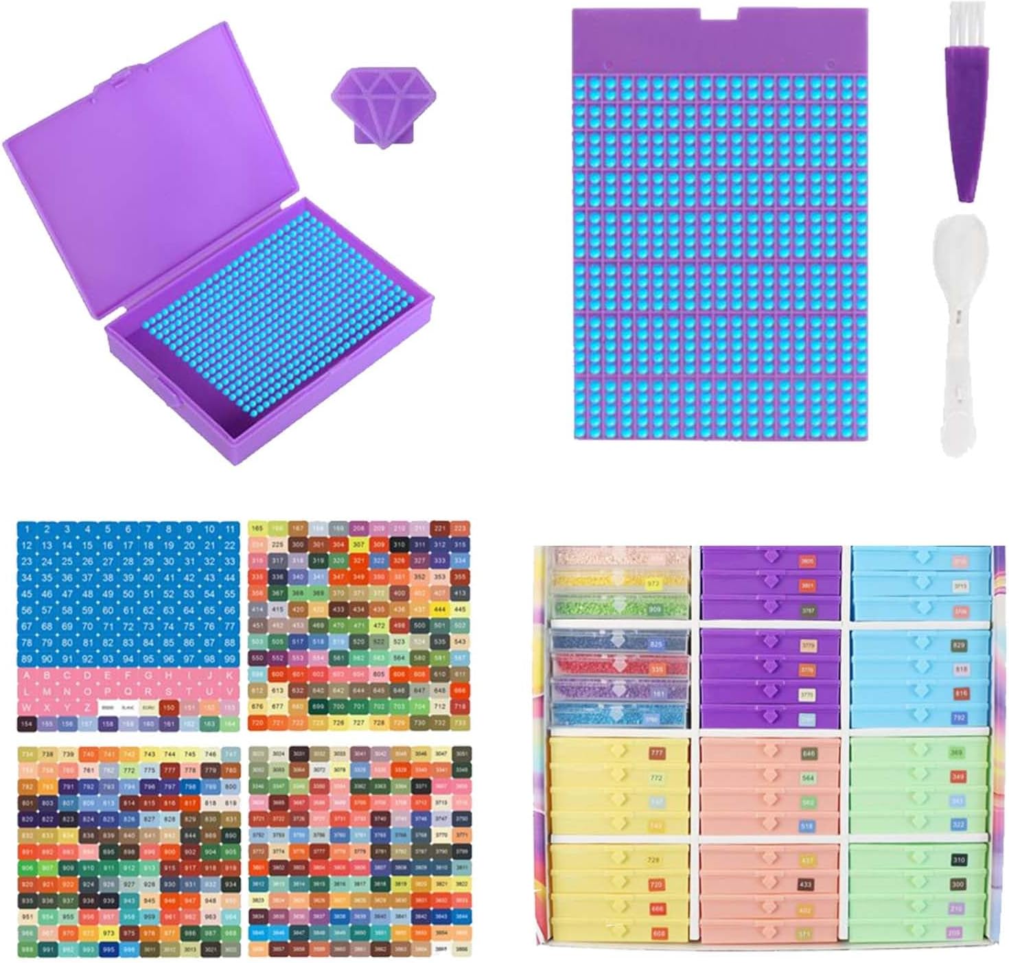 ビーズオーガナイザーとストレージ、ラインストーンアートストレージトレイキット 蓋付き - ツールボックス トレイ オーガナイザー テ