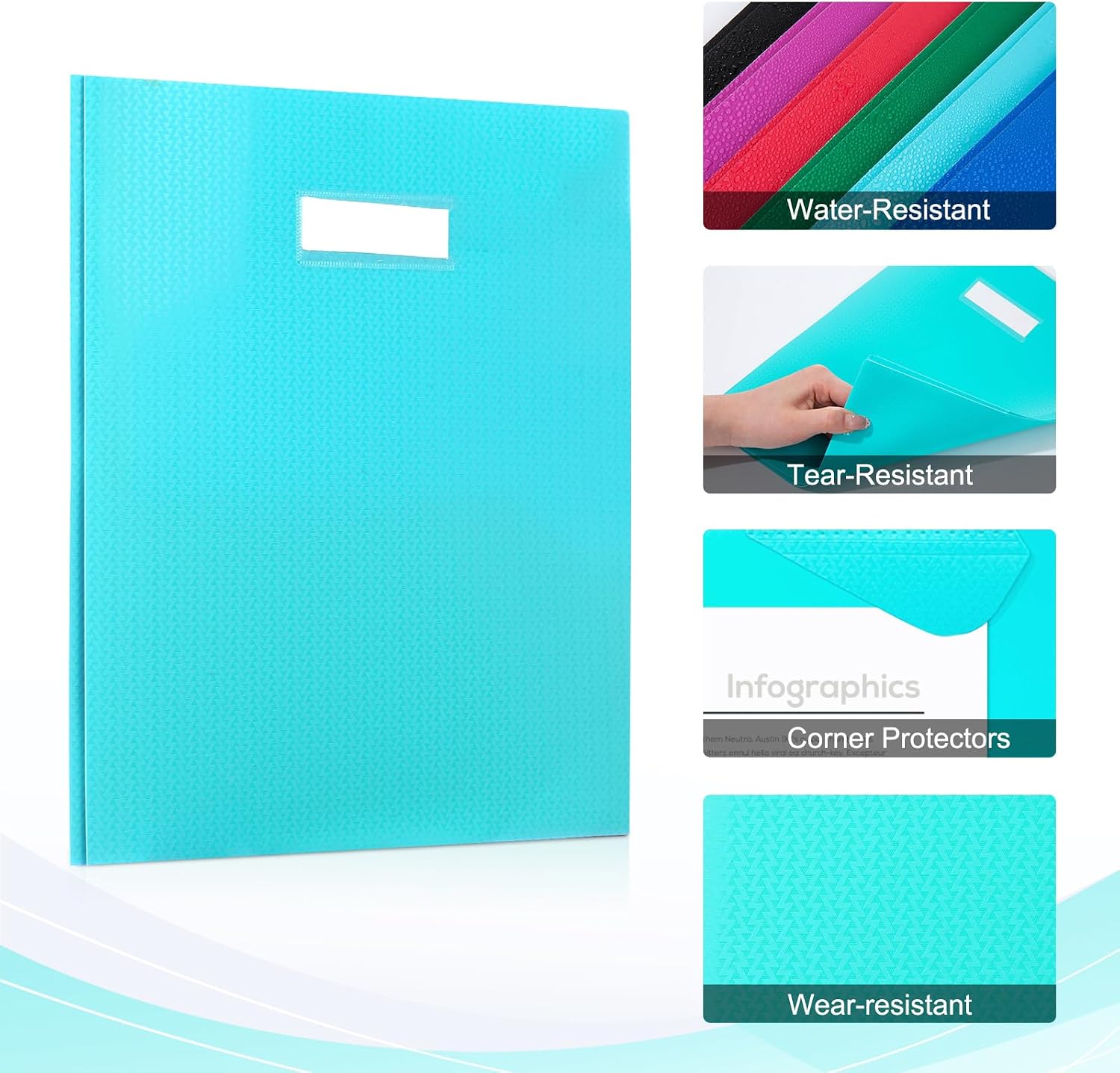 ViVin Plastic Folders with 3 Prongs,6 Pack,Heavy Duty 2-Pocket Folders with Fasteners Fits Letter Size Paper,Includes Labels,for School Home and Office(Light Blue) image 4