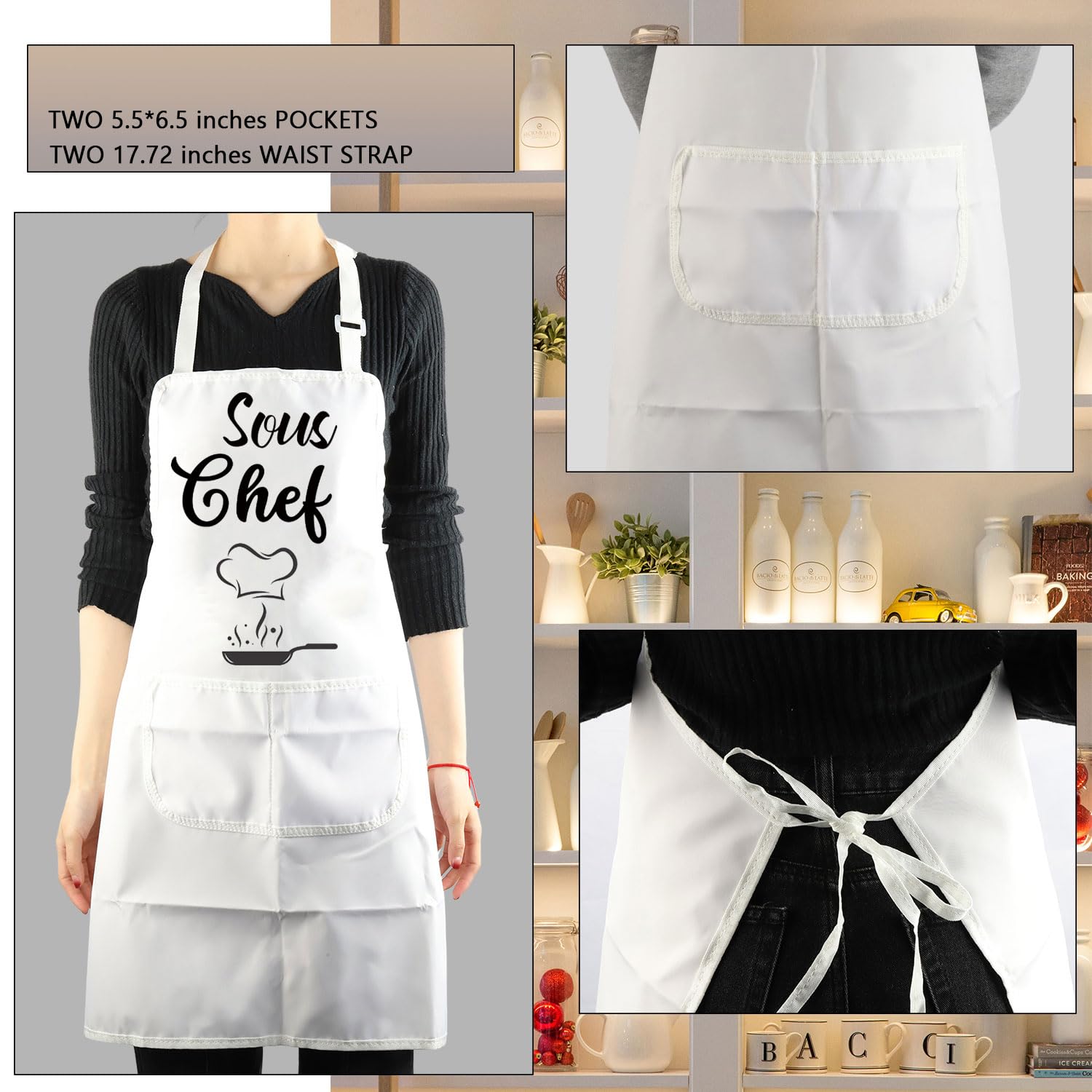 BNQL Head Chef and Sous Chef Aprons Matching Family Aprons with Pockets Mum Dad Son Daughter Kitchen Apron Housewarming Gift - Image 4