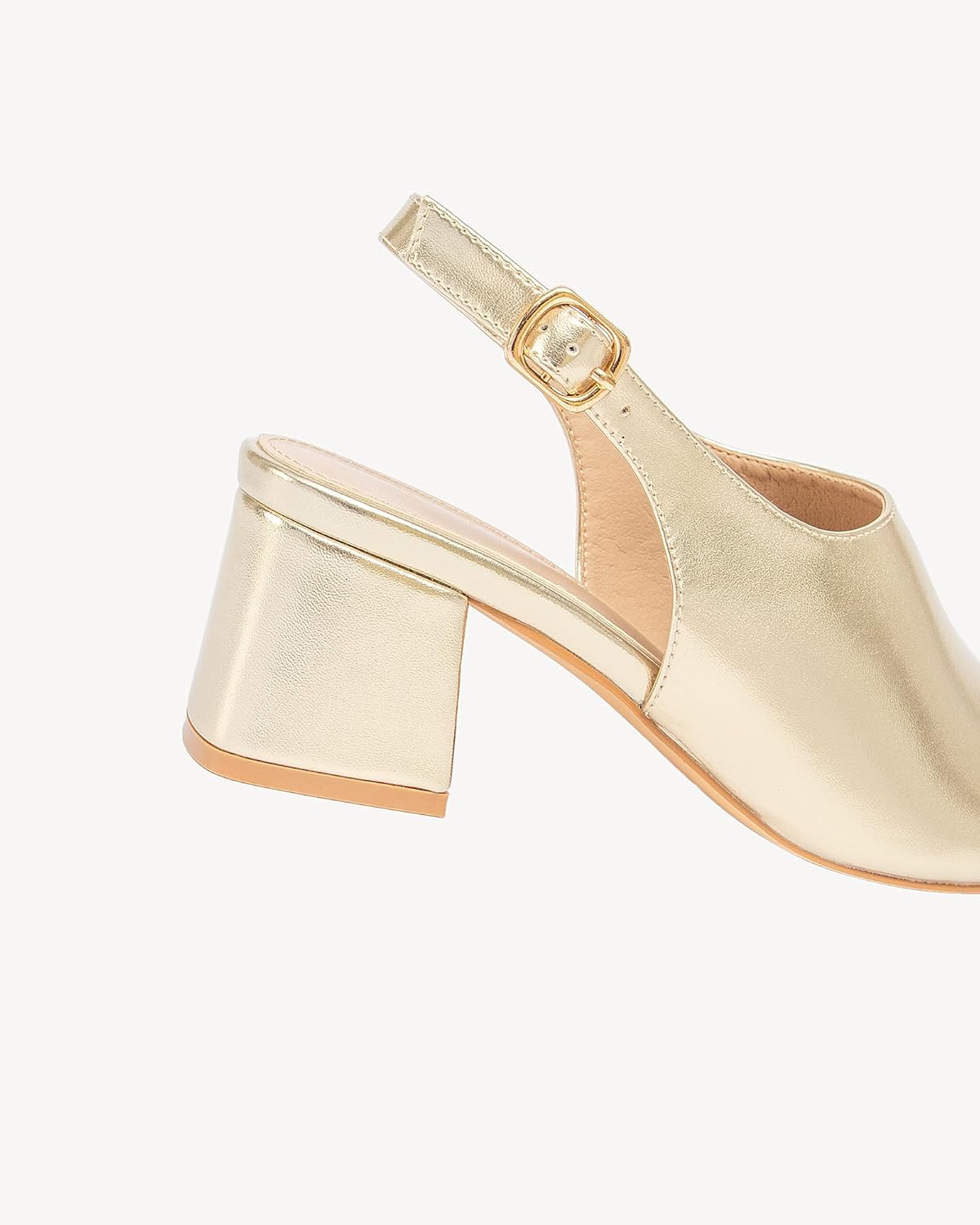 NEWBELLA Women's Square Toe Slingback Sandals - Open Toe Low Block Heels with Adjustable Ankle Strap, Fashion Dressy Sandals for Wedding, Party & Evening Events - Image 5