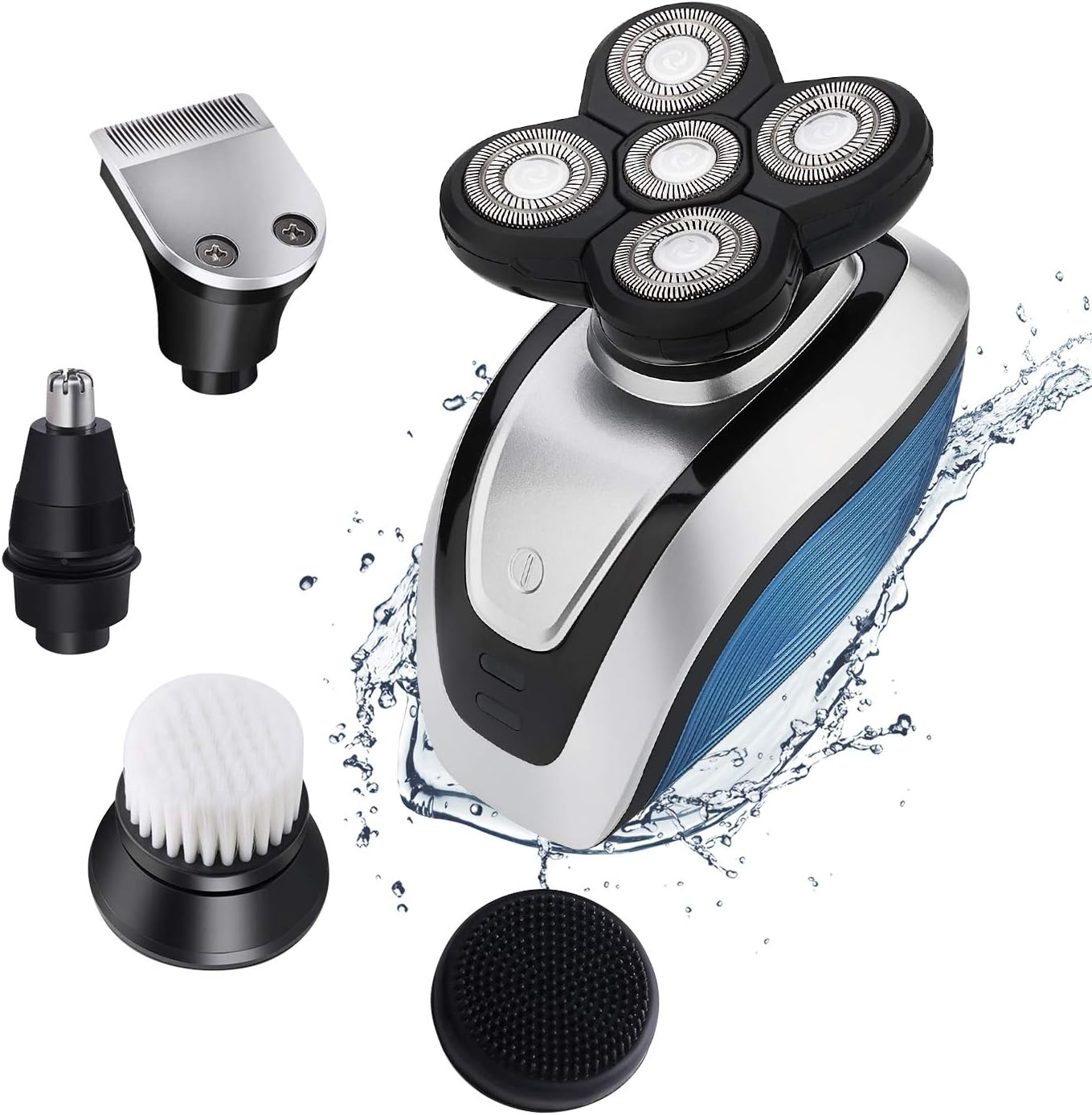 Electric Razor for Men Bald Head Shaver 5 in 1 Electric Shaver Kit Cordless Hair Clippers Nose Hair Trimmer Waterproof USB Rechargeable