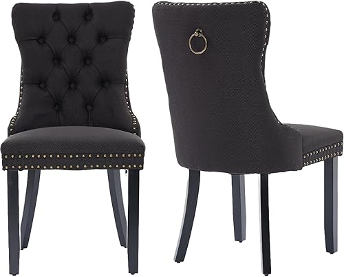 Miniatura 74 de Juego de 2 sillas de cocina y comedor de terciopelo, respaldo exterior capitoné, tapizadas en terciopelo, estructura de madera maciza (celeste, 2