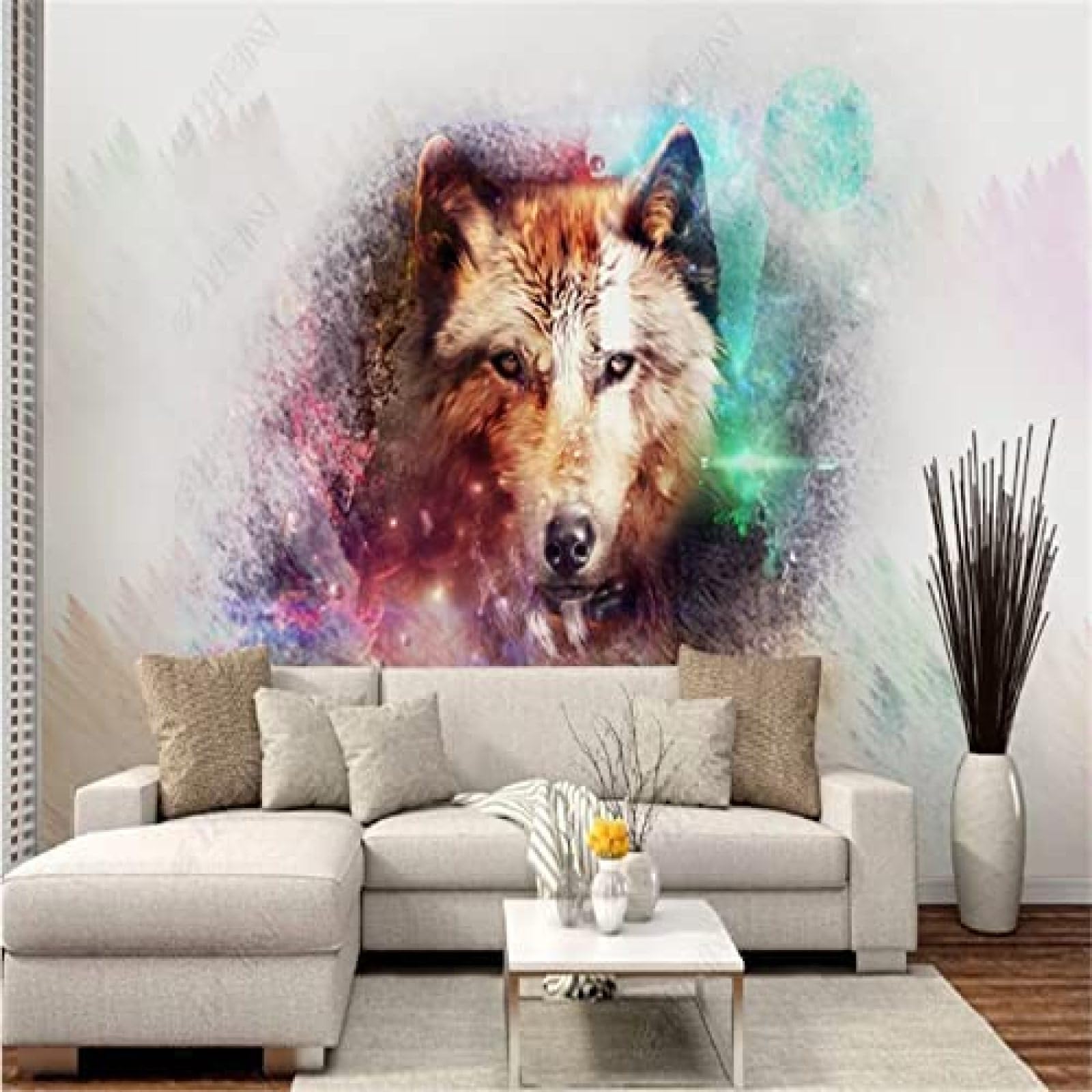 Quadro Su Tela, Lupo Nella Nebbia Foresta Natura - 120x80 - Foto 7