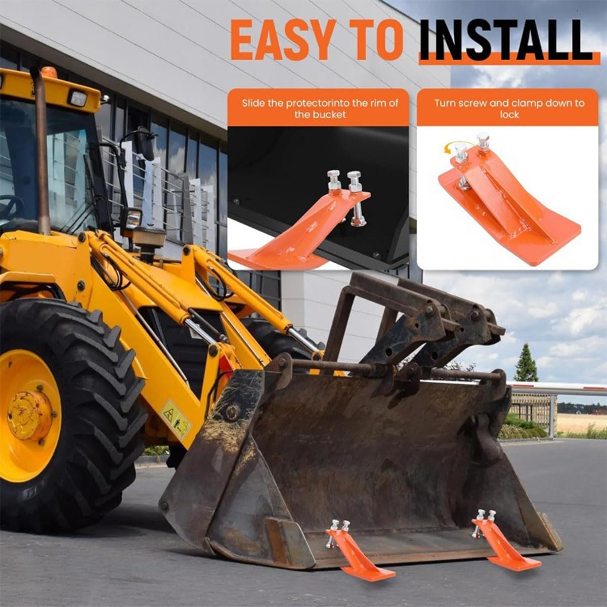 Traktor-Eimer-Schutz, 11,4 cm breiter Skid-Kantenschutz, Skid-Lenker-Aufsätze mit 10 mm Stahl und rutschfestem Doppelbolzenschloss, Schneeschaufel-Aufsätze, 6-teiliges Set