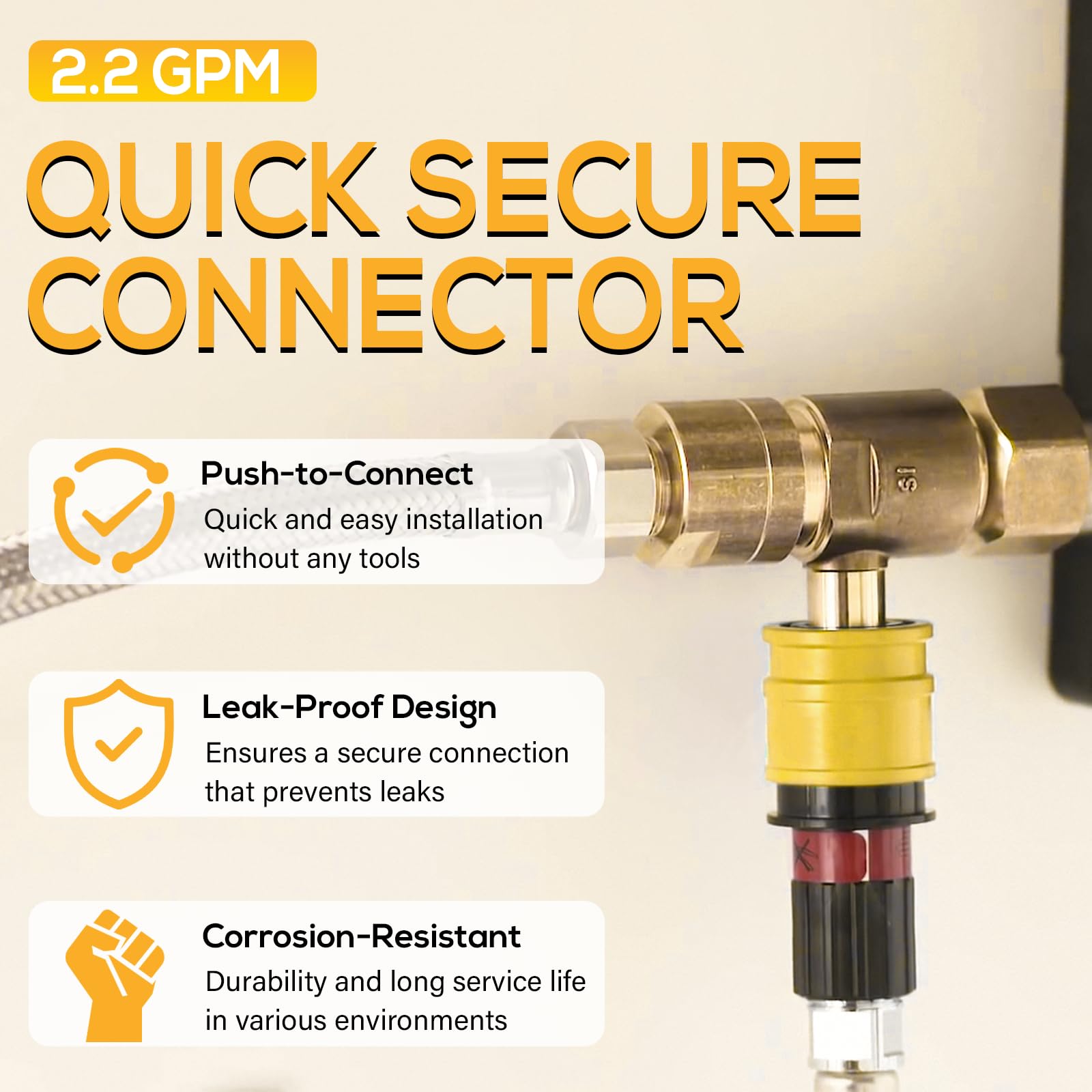Quick Connect Faucet Hose Replacement - Compatible With Grohe 46138000, 1/2 Inch, 2.2 GPM - View #9