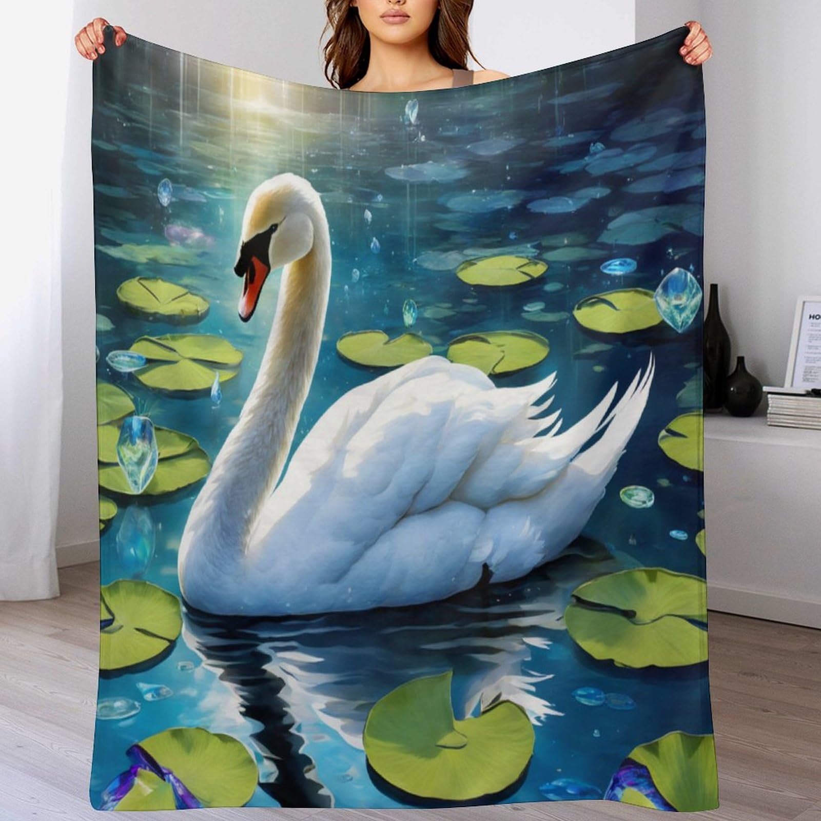Couverture super douce cygne en relief 3D avec flanelle épaisse haut de gamme