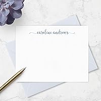 Vista 5 de Personalized Note Cards and Envelope Stationery Set for Women - Flat Notecard Stationary Set with Name in Script Font, Custom Thank You Cards
