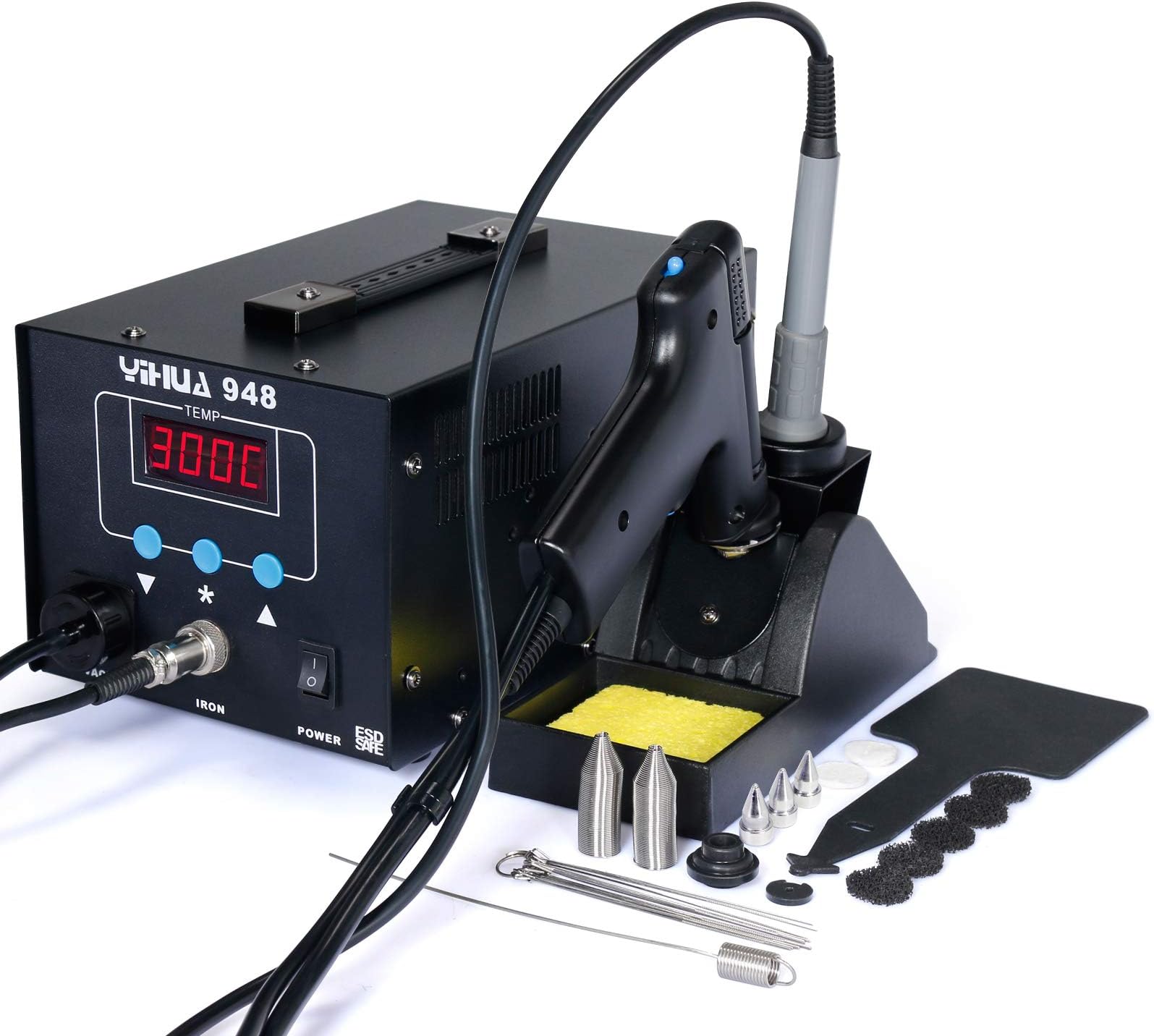 YIHUA 948 ESD Safe 2 in 1 80W Desoldering Station and 60W Soldering Iron UK Desoldering Gun and Soldering Station