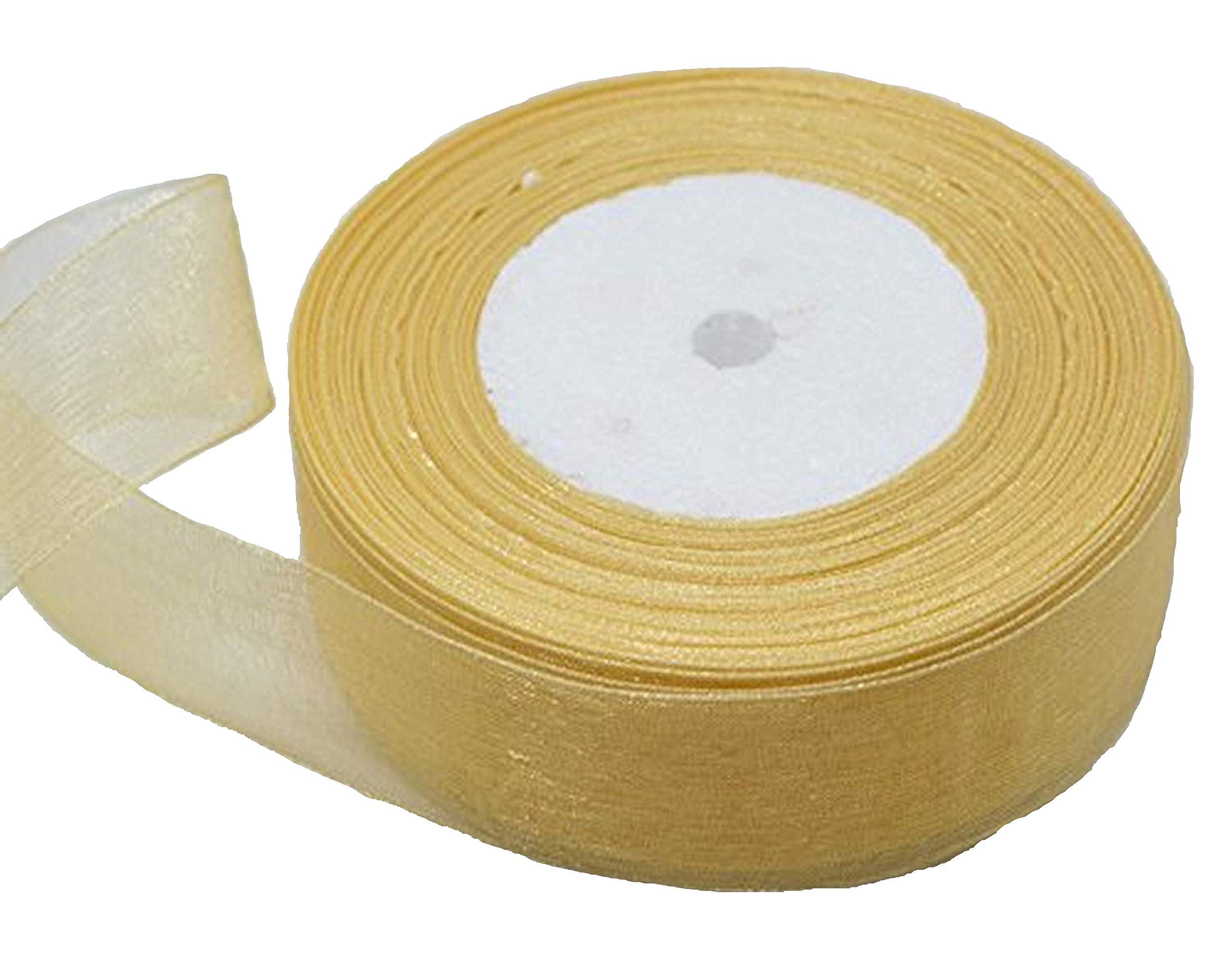 Gcs Gold Organza Ribbon. Scrapbooking, Gift Wrap, Diy, Wedding, Home Decorations 45 Meters / 50 Yards S (25Mm, )
