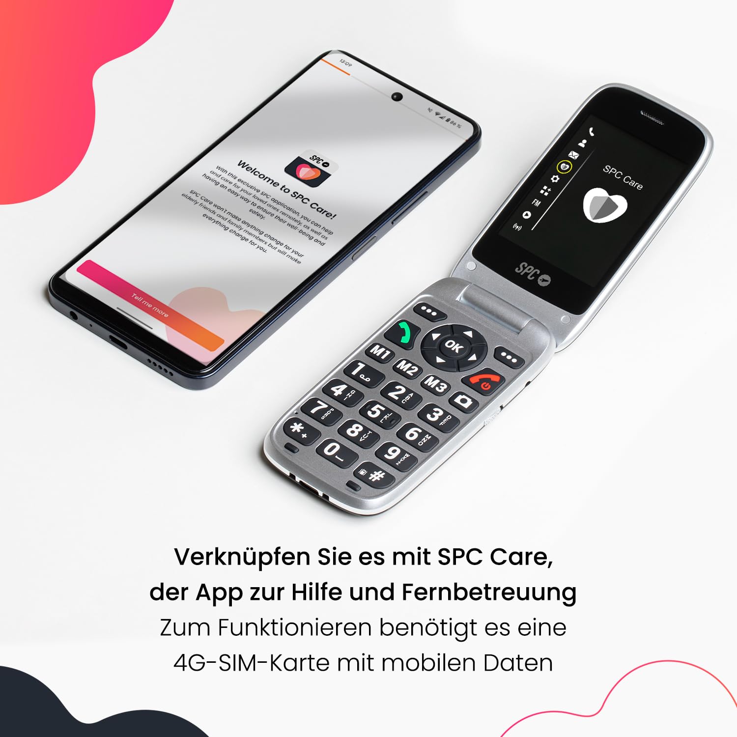 SPC Polaris - 4G Seniorenhandy mit großen Tasten und Notruftaste | Kompatibel mit App für Fernzugriff SPC Care (iOS & Android), GPS-Tracking und Sicherheitswarnungen | Schwarz