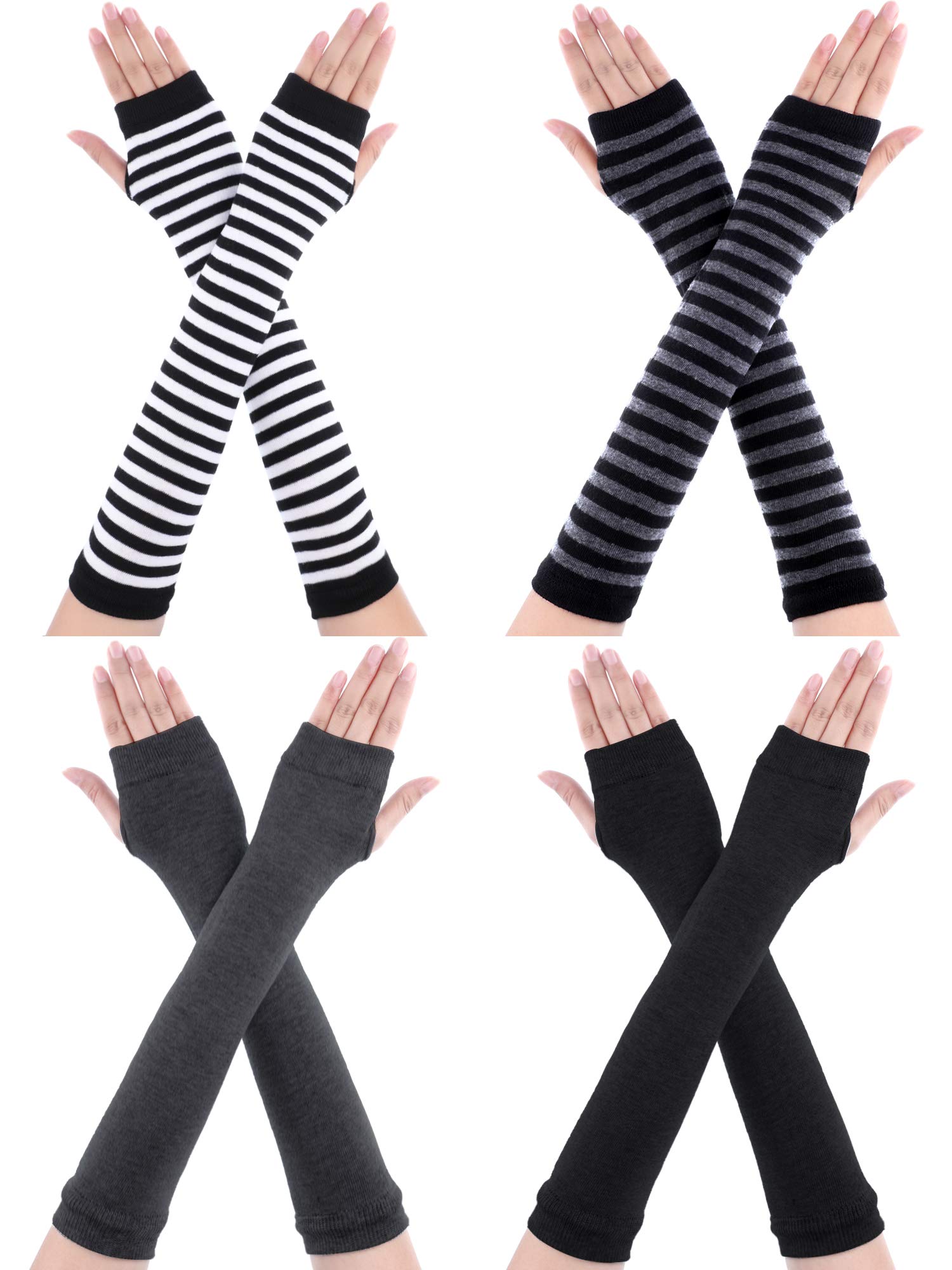 Bememo 4 Pairs Long Fingerless Gloves