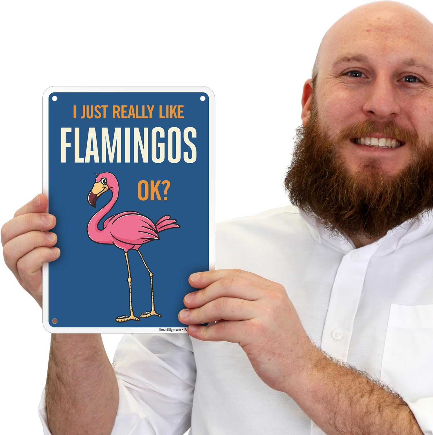 SmartSign "I Just Really Like Flamingos OK" Funny Animal Sign - 10" x 7", 40 mil Laminated Rustproof Aluminum Metal, For Gift, Yard, Cafe, Room, Made in USA image 2