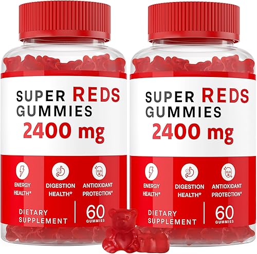 Gomitas Super Reds, súper remolachas orgánicas de alta potencia, potentes antioxidantes y polifenoles, gomitas diarias para la salud digestiva,