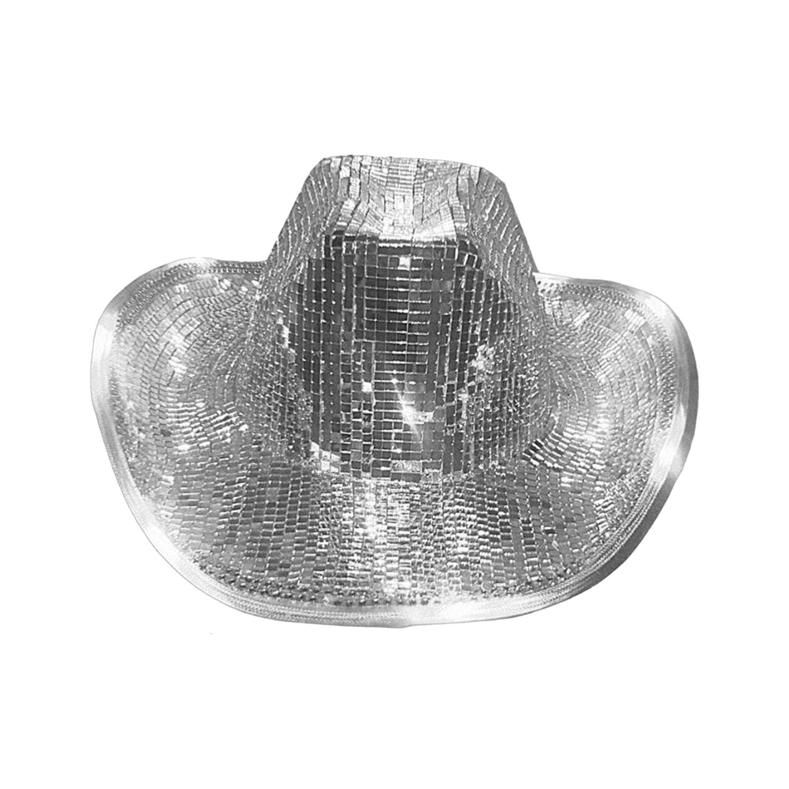 harayaa Cappello da cowboy Cappello da cowboy con sfera a specchio Cappello da cowboy alla moda Accessori in stoffa larga Cappello da discoteca