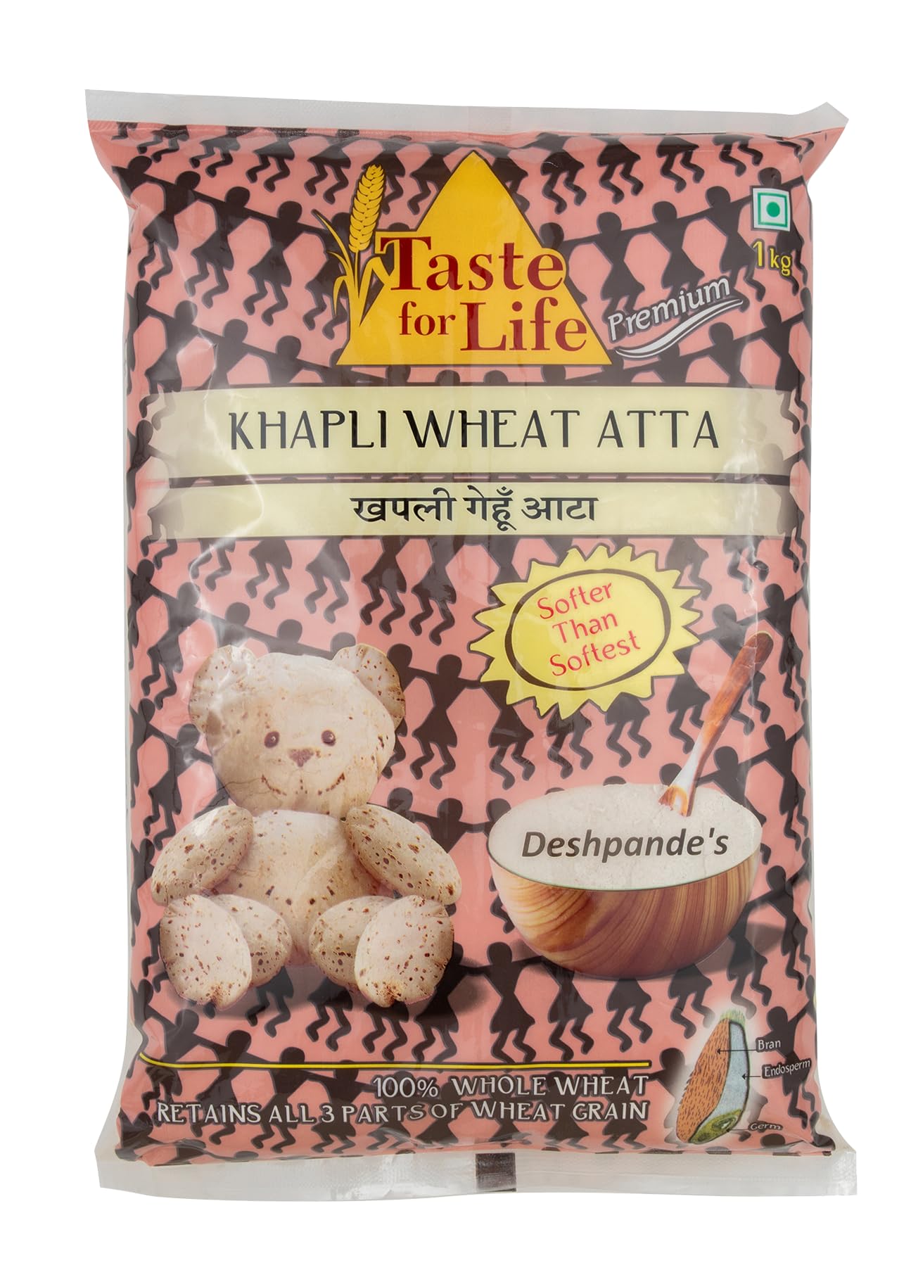 Taste for Life Khapli Wheat Atta - Nutritious, and Diabetic-Friendly, 1000 grams
