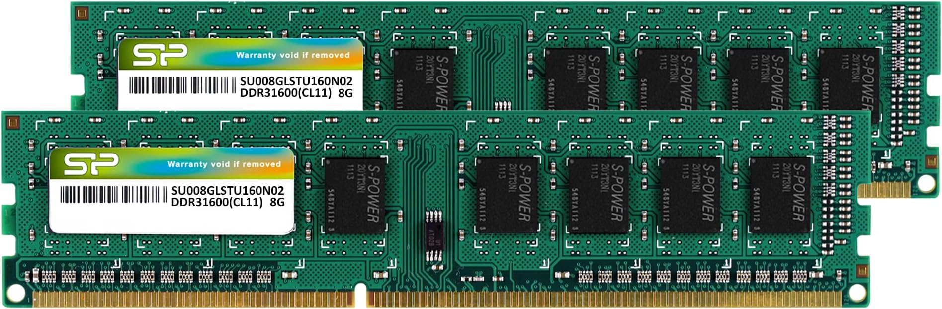 Silicon Power DDR3 16GB Dual Channel Kit (8GB x 2) 1600MHz PC3-12800 Non-ECC Unbuffered CL11 1.5V 240-Pin UDIMM Desktop PC Computer RAM Memory Module